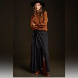 NWT Anthropologie long black skirt with slit S